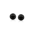 14k White Gold Stud Earrings with Black Faceted Cubic Zirconia (6mm)