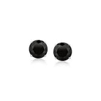 14k White Gold Stud Earrings with Black Faceted Cubic Zirconia(6mm)