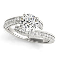 14k White Gold Round Diamond Bypass Style Engagement Ring (1 1/2 ctw)