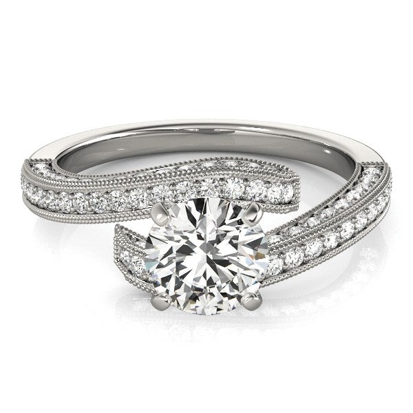 14k White Gold Round Diamond Bypass Style Engagement Ring (1 1/2 ctw)