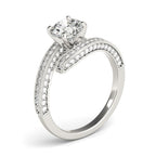 14k White Gold Round Diamond Bypass Style Engagement Ring (1 1/2 ctw)