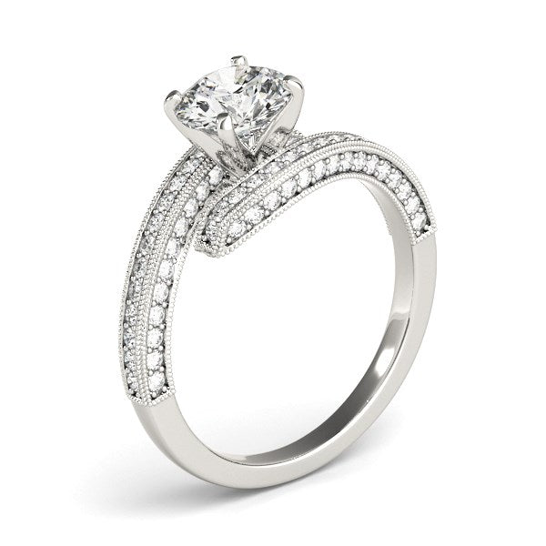 14k White Gold Round Diamond Bypass Style Engagement Ring (1 1/2 ctw)