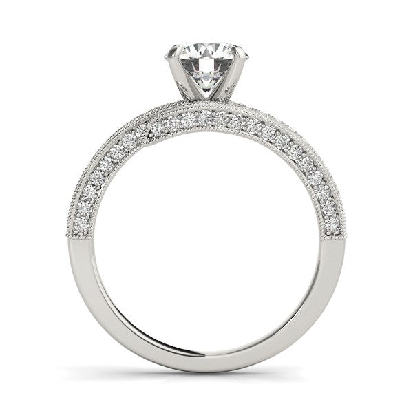 14k White Gold Round Diamond Bypass Style Engagement Ring (1 1/2 ctw)