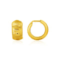 Reversible Textured and Smooth Huggie Earrings in 10k Yellow Gold