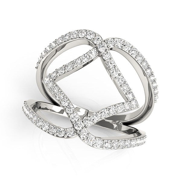 14k White Gold Entwined Design Diamond Dual Band Ring (3/4 ctw)