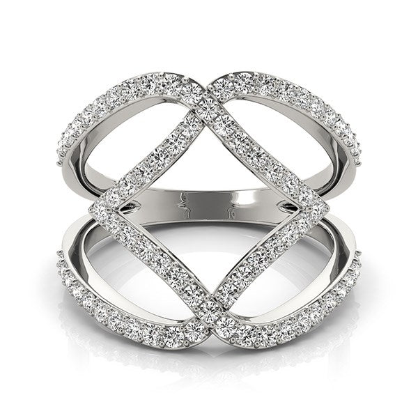 14k White Gold Entwined Design Diamond Dual Band Ring (3/4 ctw)