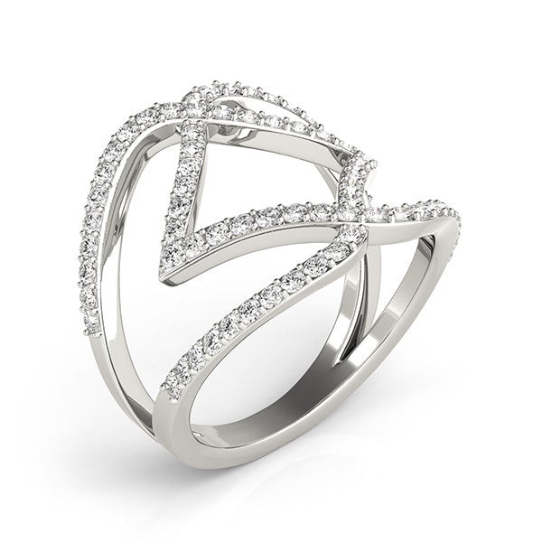 14k White Gold Entwined Design Diamond Dual Band Ring (3/4 ctw)