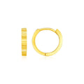 14k Yellow Gold Small Round Hoop Earrings with Straight Texture