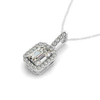 Halo Pendant With Emerald Center Diamond in 14k White Gold (1 1/5 cttw)