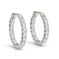 14k White Gold Two-Sided Prong Set Diamond Hoop Earrings (3 1/2 cttw)