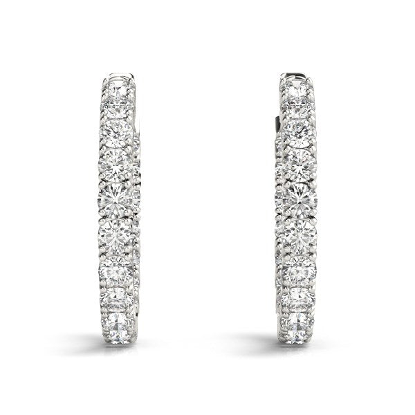 14k White Gold Two-Sided Prong Set Diamond Hoop Earrings (3 1/2 cttw)