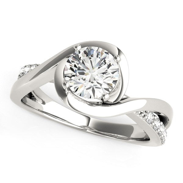 14k White Gold Split Shank Round Bypass Diamond Engagement Ring (1 1/8 cttw)