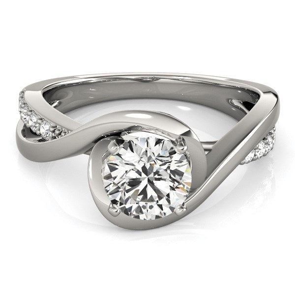 14k White Gold Split Shank Round Bypass Diamond Engagement Ring (1 1/8 cttw)