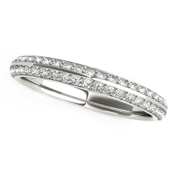 14k White Gold Two-Row Pavé Set Diamond Wedding Band (1/4 cttw)