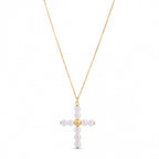 14k Yellow Gold Pearl Cross Pendant