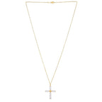 14k Yellow Gold Pearl Cross Pendant