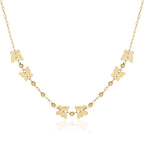 14k Yellow Gold 18 inch Necklace with Polished Butterflies and Beads