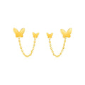 14k Yellow Gold Two-Hole Post Earrings with Butterflies