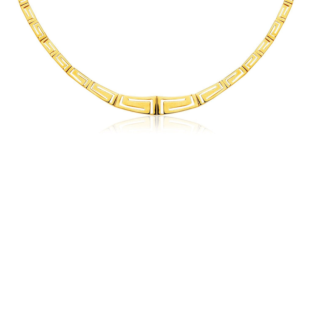 14K Yellow Gold Necklace with Graduated Greek Key Motif Links