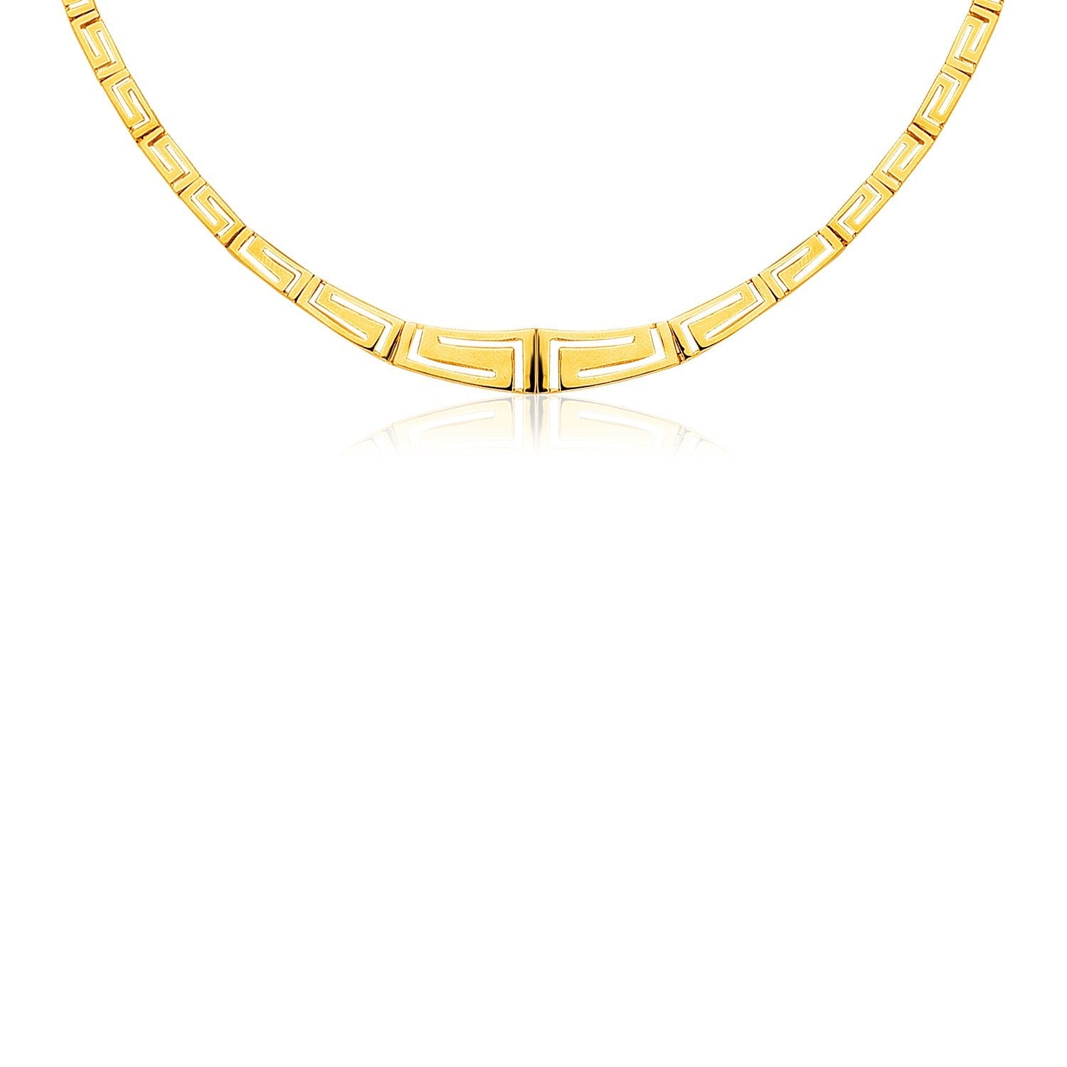 14K Yellow Gold Necklace with Graduated Greek Key Motif Links