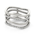 14k White Gold Multiple Band Design Ring with Diamonds (3/8 cttw)