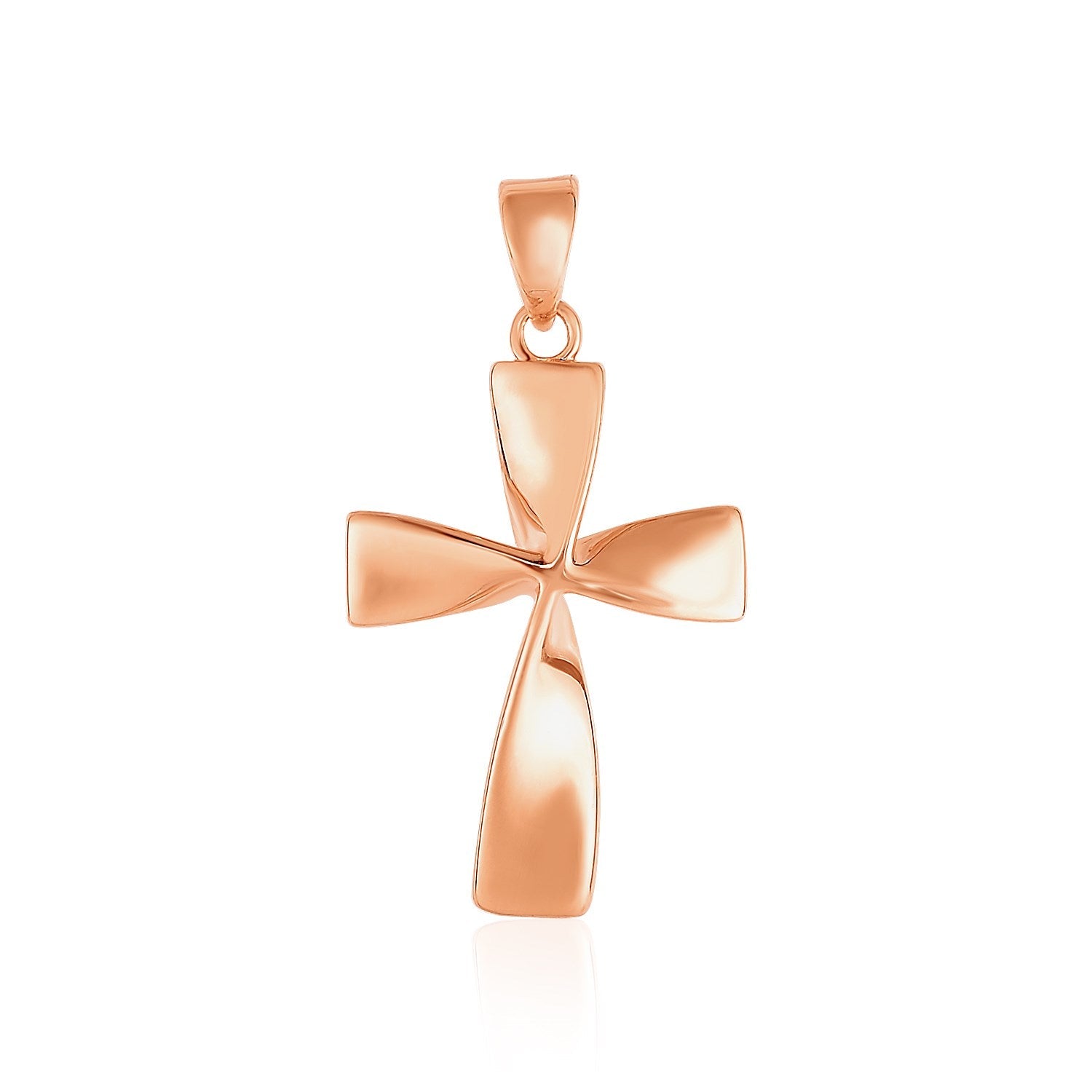 Colgante de cruz retorcida plana en oro rosa de 14k