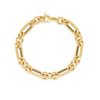 14k Yellow Gold Italian Alternating Paperclip Round Links Bracelet (8.00 mm)