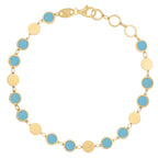 14k Yellow Gold Turquoise Geometric Mirror Gem Chain Bracelet (5.00 mm)
