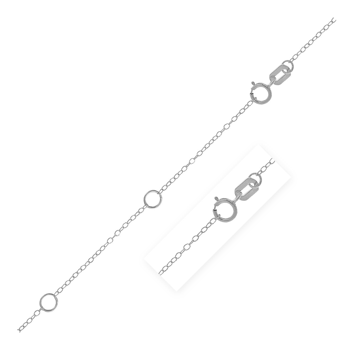 Double Extendable Flat Chain in 14k White Gold (1.2mm)