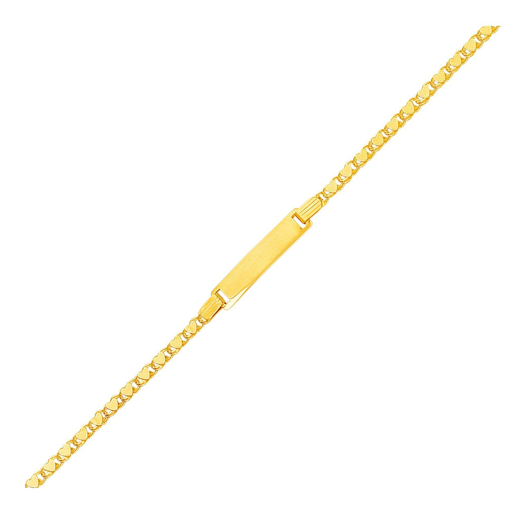 14k Yellow Gold Children's Heart Link ID Bracelet