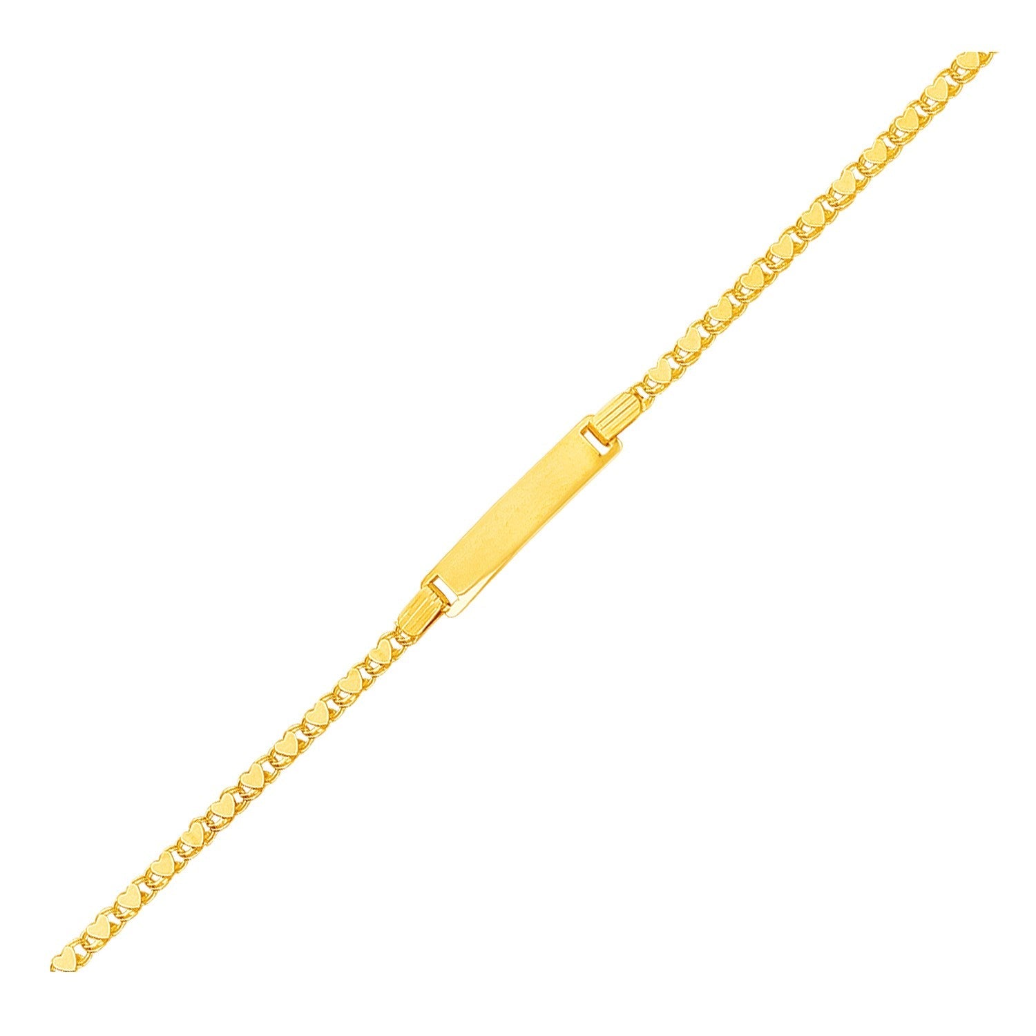 14k Yellow Gold Children's Heart Link ID Bracelet