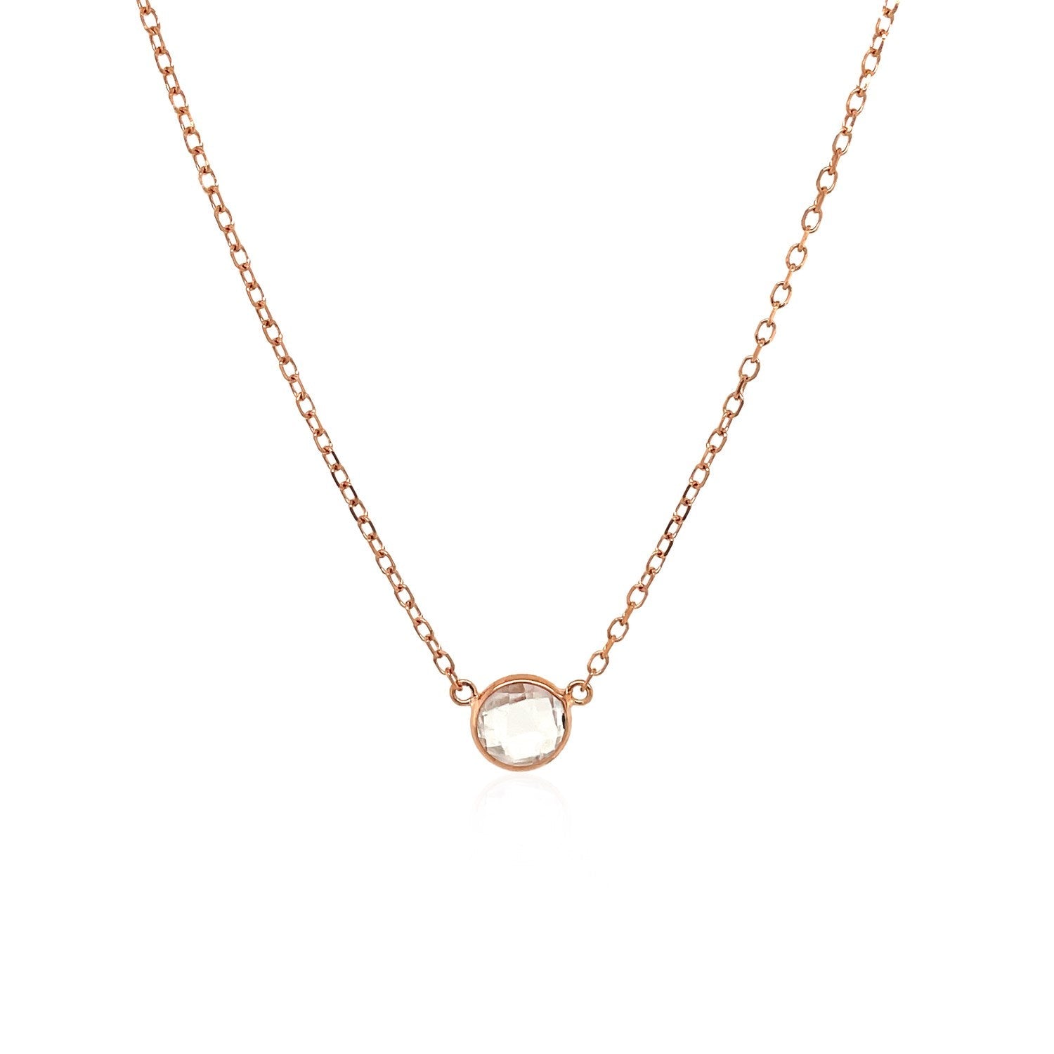 14k Rose Gold 17-inch Necklace with Round White Topaz