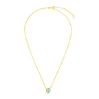 14k Yellow Gold 17-inch Necklace with Cushion Blue Topaz