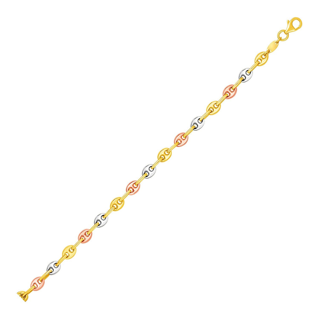 14K Tri-Color Gold Mariner Link Bracelet