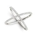 14k White Gold X Style Thin Ring with Diamonds (1/2 ct. tw.)