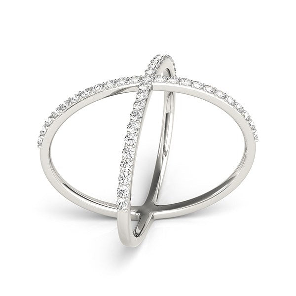 14k White Gold X Style Thin Ring with Diamonds (1/2 ct. tw.)