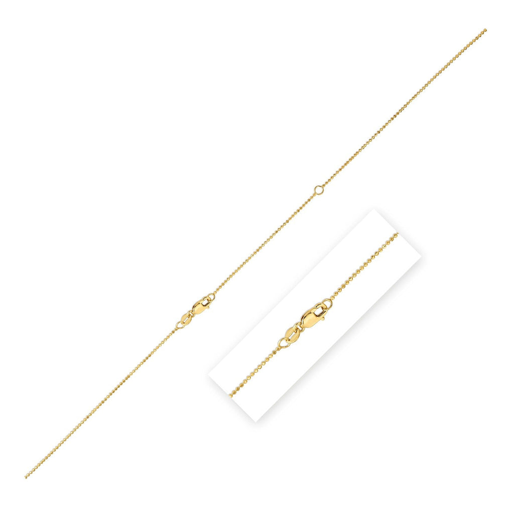 14k Yellow Gold Double Extendable Bead Chain (1.00 mm)