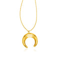 14k Yellow Gold 17-inch Necklace with Domed Moon Motif Pendant