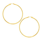 14k Yellow Gold Polished Large Round Hoop Earrings