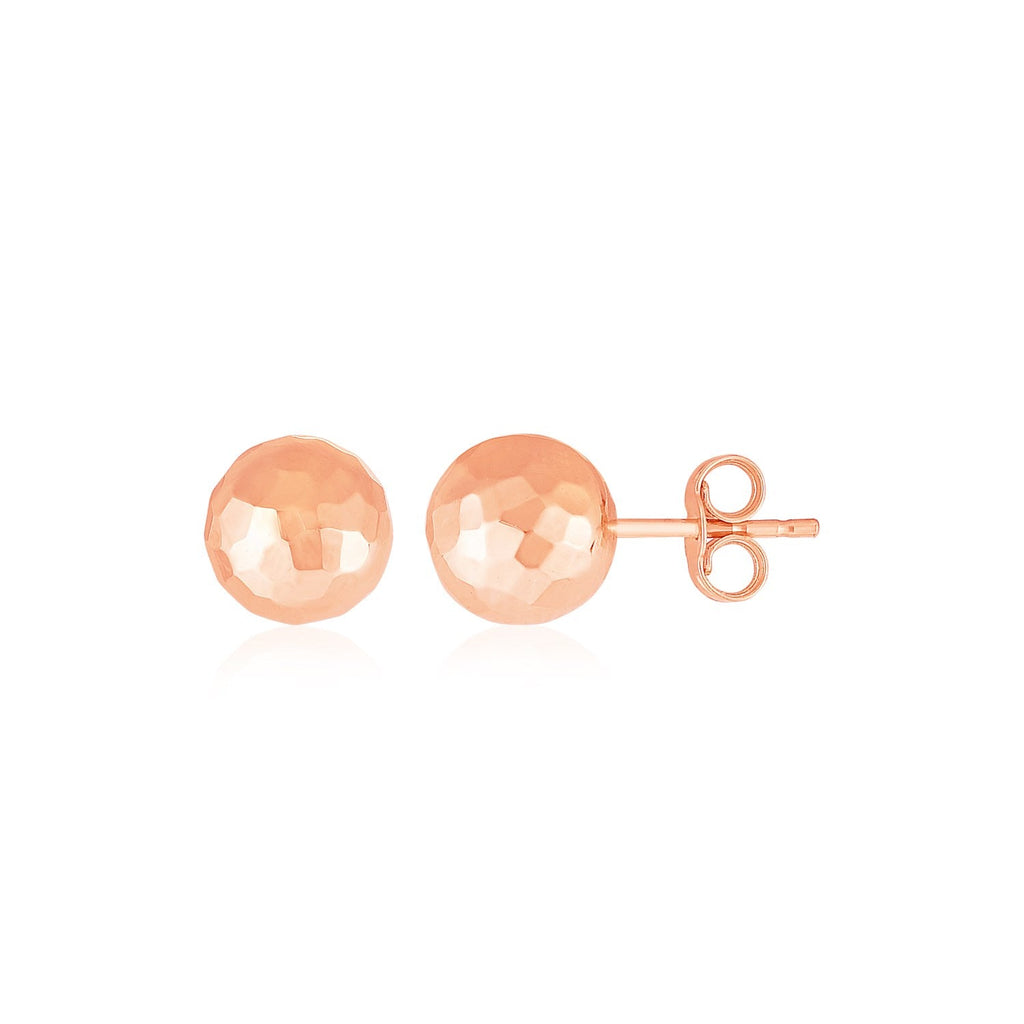 14k Rose Gold Faceted Ball Earrings