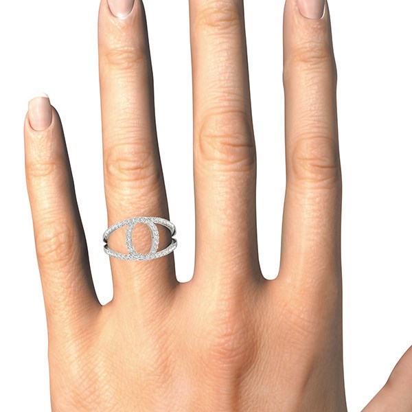 14k White Gold Diamond Loop Style Dual Band Ring (1/2 ct. tw.)