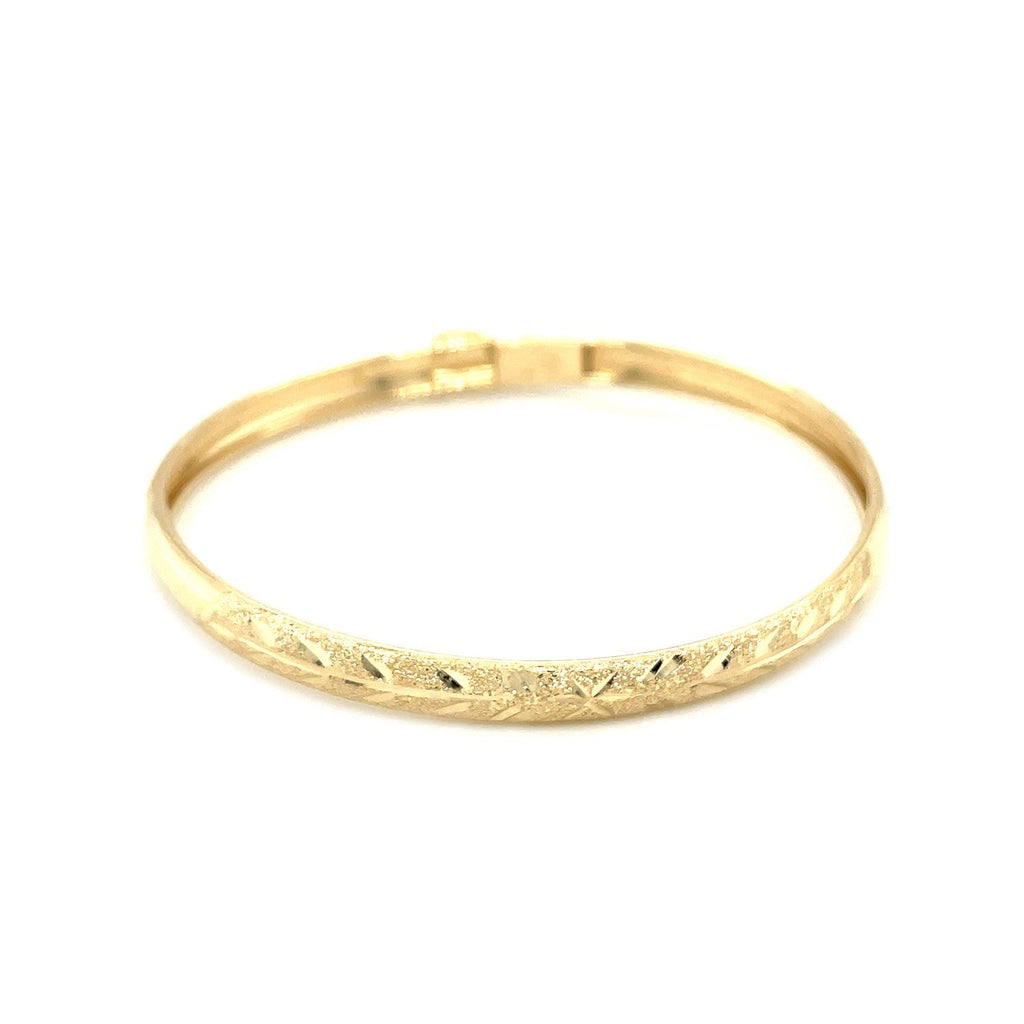 10k Yellow Gold Dome Children's Diamond Cut Florentine Bangle