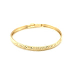 10k Yellow Gold Dome Children's Diamond Cut Florentine Bangle