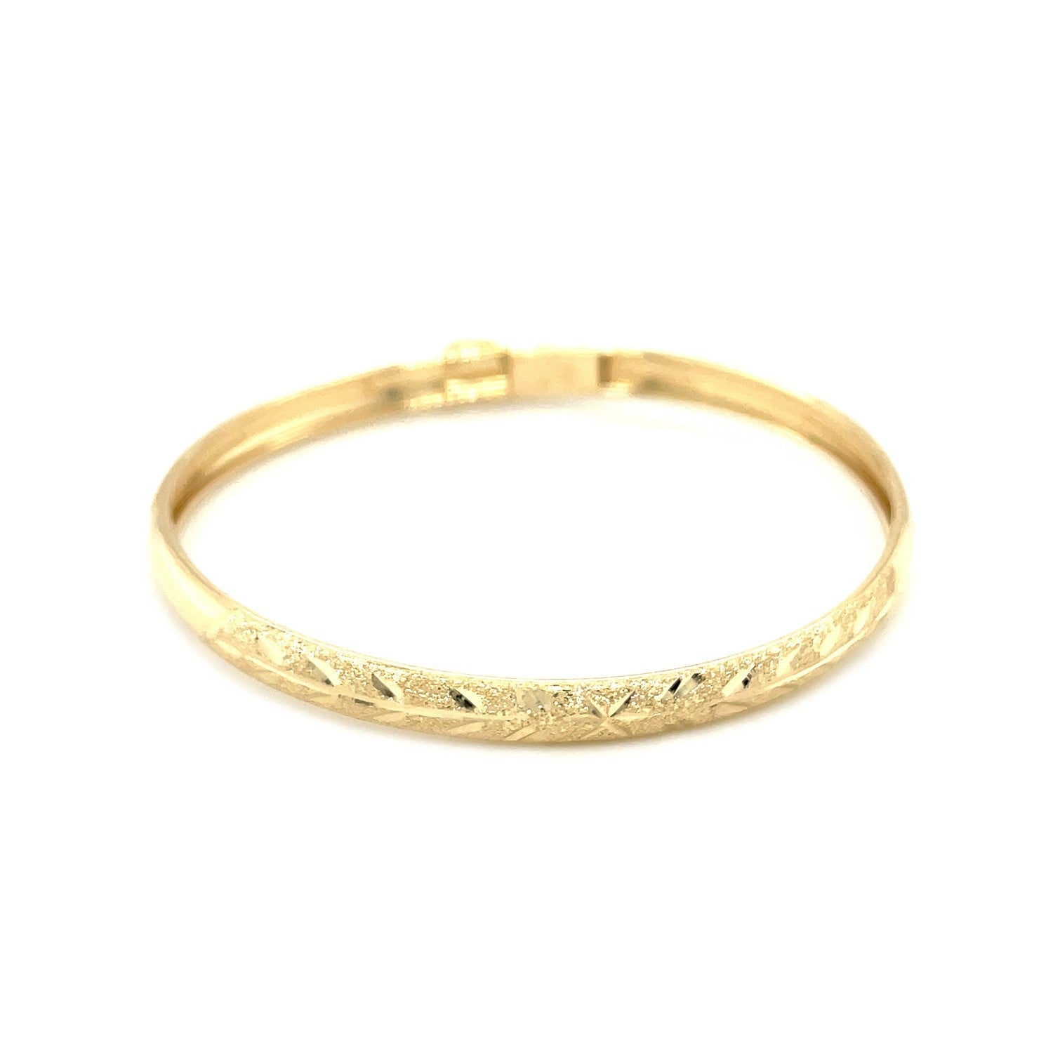 10k Yellow Gold Dome Children's Diamond Cut Florentine Bangle