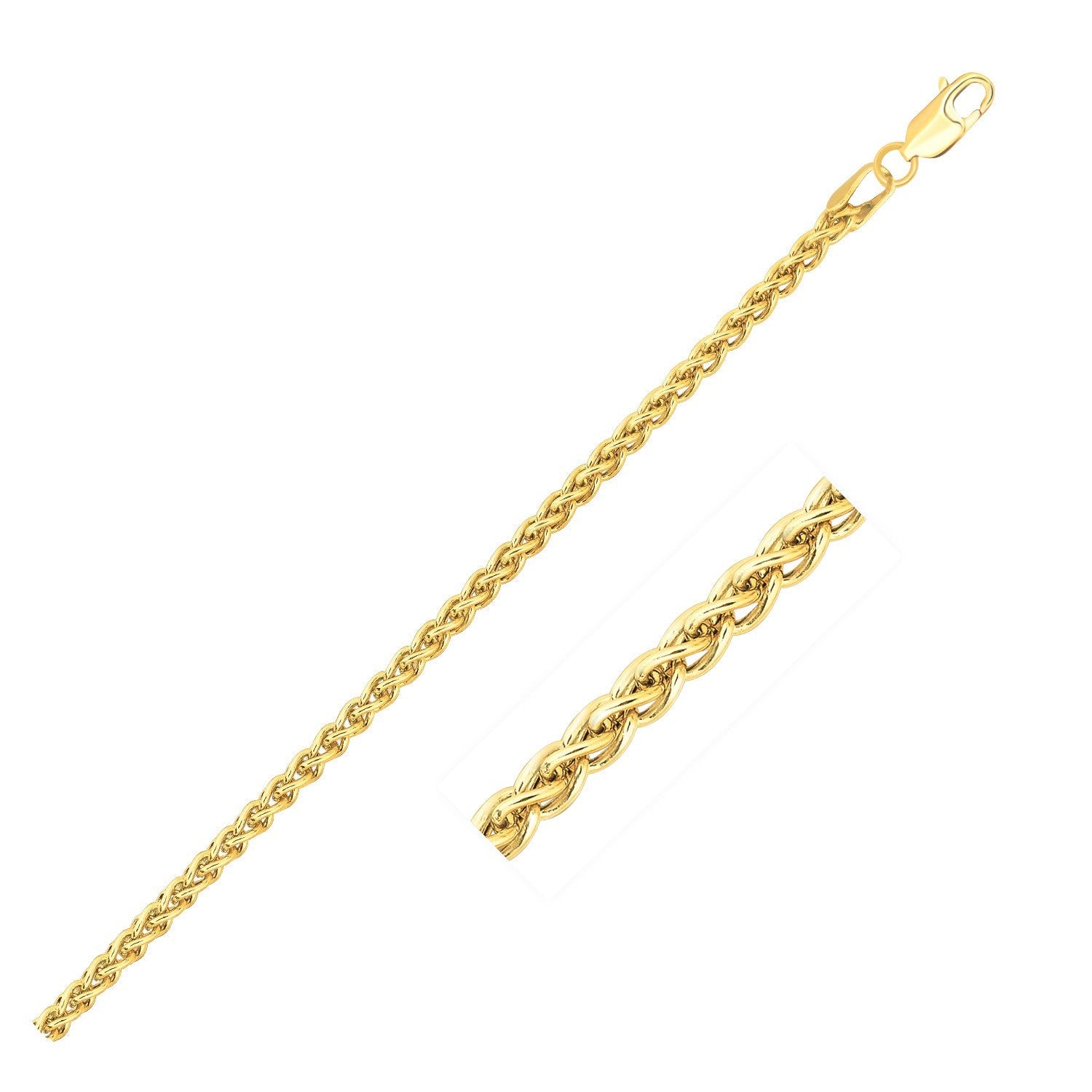 14k Yellow Gold 2.8mm Lightweight Wheat Chain