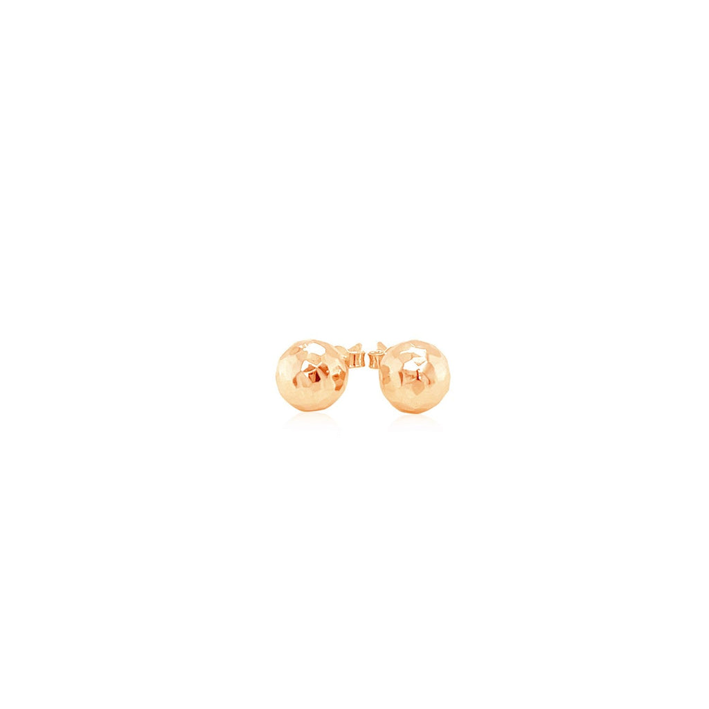 14k Rose Gold Faceted Ball Earrings