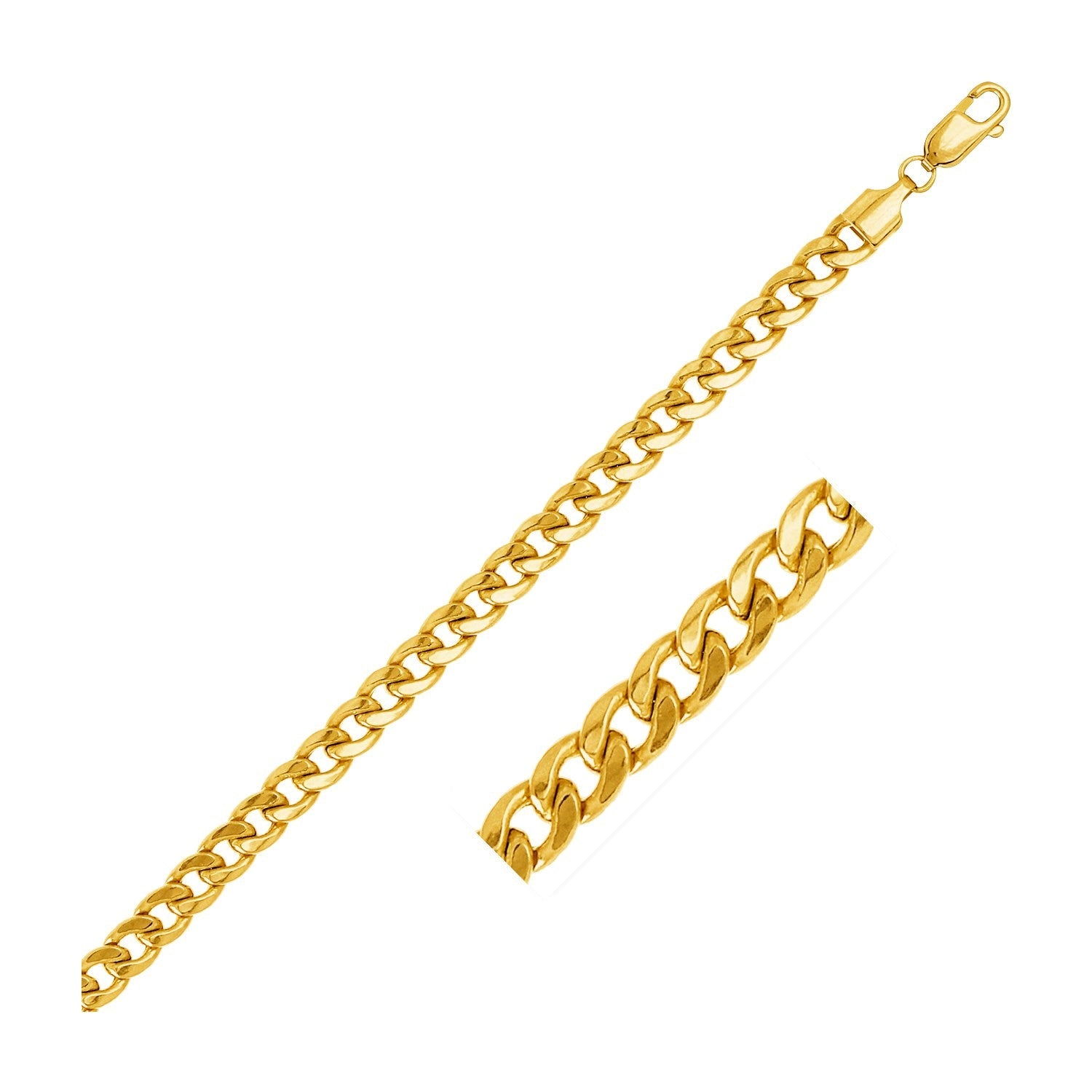 5.5mm 14k Yellow Gold Miami Cuban Semi-Solid Chain