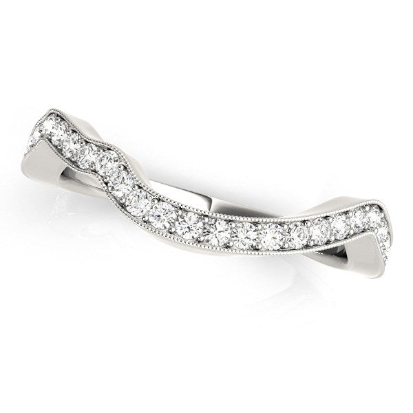 14k White Gold Milgrain Curve Style Diamond Wedding Band (1/5 cttw)