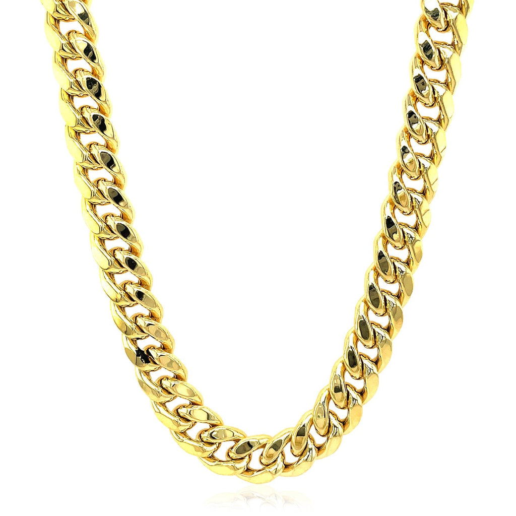 9.0mm 14k Yellow Gold Semi-Solid Miami Cuban Chain
