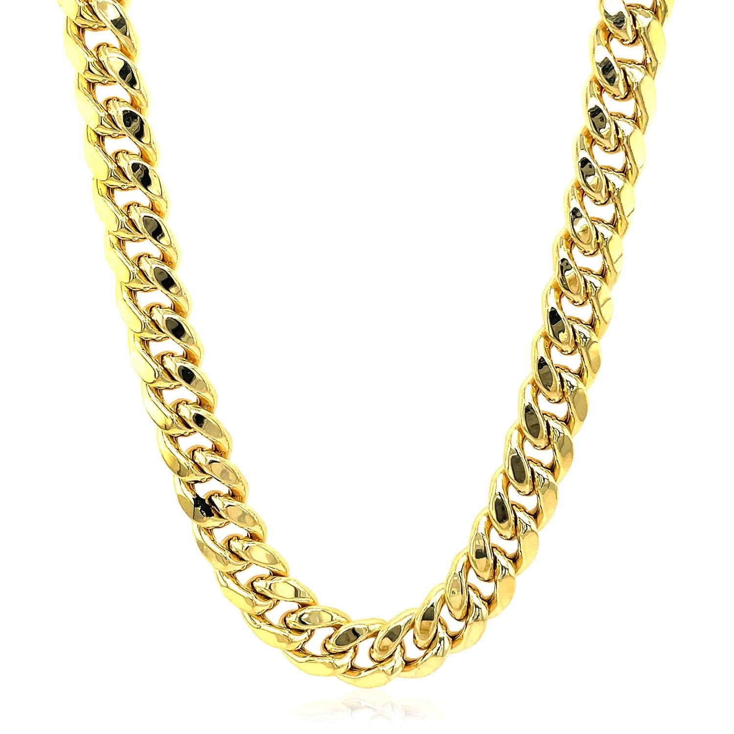 9.0mm 14k Yellow Gold Semi-Solid Miami Cuban Chain